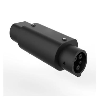 Imagem de EQBVZZRD Adaptador de carregamento ev novo adaptador EV IEC 62196 tipo 2 para tipo 1 J1772 32A EVSE conector de carregador de veículos elétricos conversores de carregamento de carros (cor: sem botão)