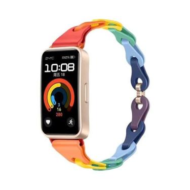 Imagem de Pulseira De Silicone Colorida Para Huawei Band 10 9 8, Correia De Borr