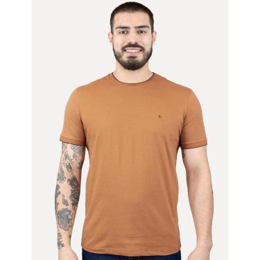 Imagem de Camiseta Aramis Masculina Navy Friso Gola Marrom Tamanho:EEG-Masculino
