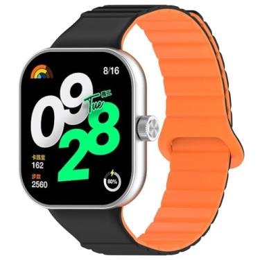 Imagem de HSPTR Cinta magnética de silicone para relógio Redmi 4 acessórios Substituição Smart Watch Band Wrist Soft Sport Sport Bracelet para Miband 8Pro Watchbands(Black-Orange,For Miband 8 Pro)
