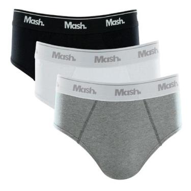 Imagem de Kit C/12 Cueca Slip Mash Ref. 010.04, Cinza Claro/Preto/Branco, G