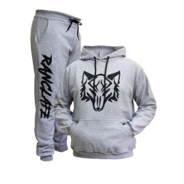 Imagem de Conjunto Moletom + Calça Algodão Capuz E Bolso Ranclafe, Cinza, G