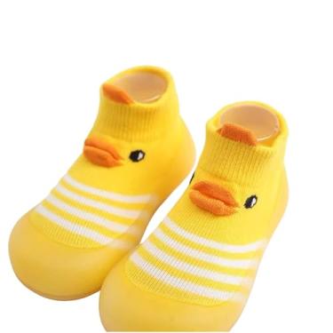Imagem de Sapatilhas de bebê infantil com sola de borracha macia antiderrapante para uso interno para meninos e meninas, Pato amarelo, 12-18 Meses