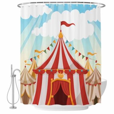 Imagem de Conjunto de cortinas de chuveiro com desenho animado infantil céu nuvem cortina de banho de tecido impermeável para banheiro decoração de banheira acessórios de casa 182 x 182 cm