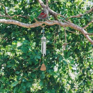 Imagem de ICE ARMOR Silhueta de metal cardeal de 53 cm de comprimento, estátua de sino de vento, escultura, ornamento, decoração de casa/quarto, ideias para inauguração de casa, feriados e aniversários, ótimo