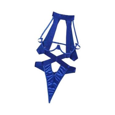 Imagem de Body De Lingerie Sexy Com Decote Halter E Recortes Em Preto Para Mulhe