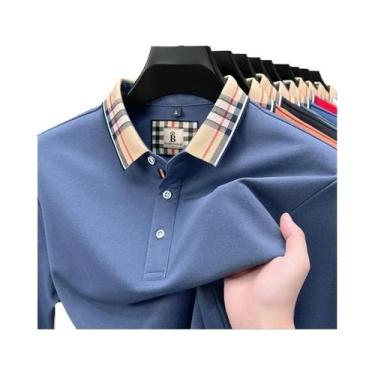 Imagem de Camisa Polo Masculina De Luxo De Manga Longa Confortável Casual De Out
