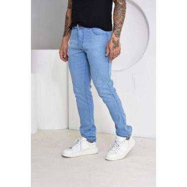 Imagem de Calça Jeans Clara Com Detalhes no Bolso Masculina Estilo Fashion Tecid