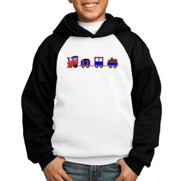 Imagem de Moletom Infantil Trenzinho Azul - Foca na Moda, Branco, Preto, 10
