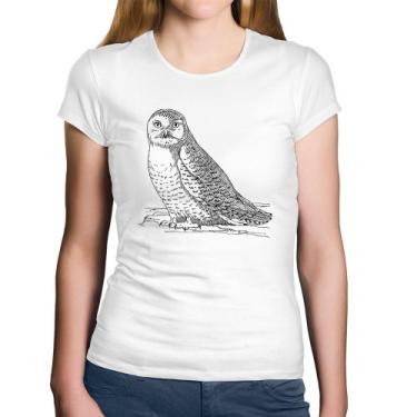 Imagem de Baby Look Algodão Coruja Traços - Foca na Moda, Branco, GG