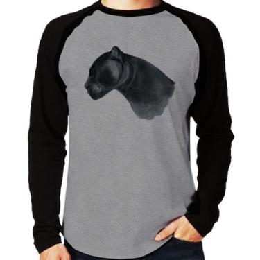 Imagem de Camiseta Raglan Jaguar Manga Longa - Foca na Moda, Cinza, Preto, M
