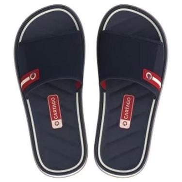 Imagem de Chinelo Masculino Málaga Sport Bege Azul Vermelho Cartago 12377-AY676-Masculino