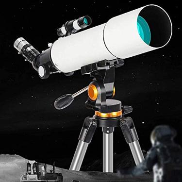 Imagem de pcagfaajmh Telescópio para crianças e adultos, astronomia, iniciantes, telescópios refratores de 80 mm, pouca luz, à prova d'água, HD, com adaptador para smartphone, mochila e filtro de lua