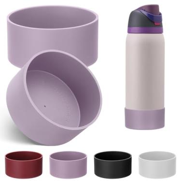 Imagem de Mity rain 2 peças de bota de silicone para garrafa de água Owala 680 g 947 ml, capa protetora antiderrapante para acessórios de garrafas de água de aço inoxidável FreeSip (roxo, 946 ml)