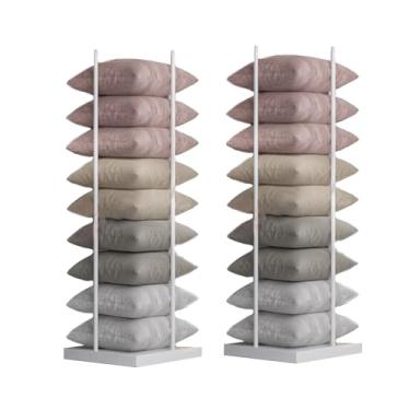 Imagem de Suporte de armazenamento de travesseiro ajustável em forma de U, conjunto de 3 prateleiras de exibição de almofada branca para lojas de varejo, hotéis e boutiques - Perfeito para mercadorias