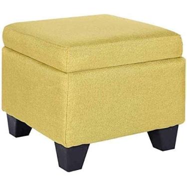 Imagem de Banqueta para pés de algodão de linho com almofada acolchoada, apoio para os pés de armazenamento quadrado e banco de sapatos, decoração de sala de estar elegante, apoio para os pés versátil (cor: 5)