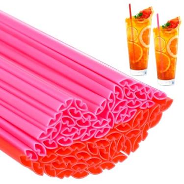 Imagem de Potchen 150 Pçs Canudos de Plástico em Forma de Lábios para Festa do Dia dos Namorados Canudos Descartáveis para Dia dos Namorados Coquetel Chá de Noiva Artigos de Festa de Casamento (Vermelho, Rosa