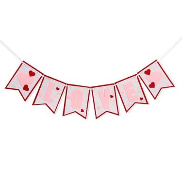 Imagem de Conjunto de faixa de amor - Decorações de celebração do primeiro aniversário do bebê com coração, faixa de cadeira alta de princesinha, topo de bolo de 1º aniversário, topo de bolo de dia dos