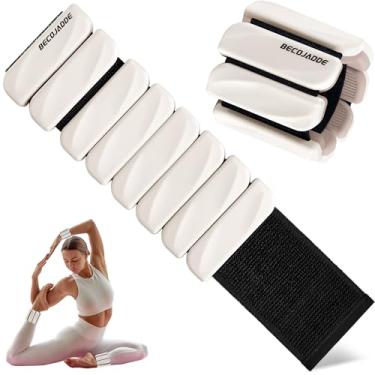 Imagem de BECOJADDE Conjunto de 2 pulseiras ajustáveis de 450 g para academia em casa, academia, peso de perna e braço para caminhada, pilates, ioga, natação, corrida, cinza-acinzentado