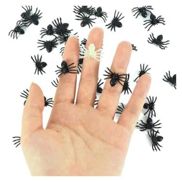 Imagem de Decoração de Férias 50/100 peças Aranhas Pretas Aranhas Pretas Pequena Aranha Plástica Luminosa Festa de Halloween Decoração de Casa de Halloween Tricky Brincadeira Brinquedo Casa Assombrada