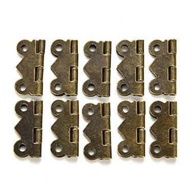 Imagem de 10 peças mini dobradiças joias presente vinho caixa de madeira casa de boneca dobradiça porta armário gaveta caixa de joias DIY Repair 20x17mm