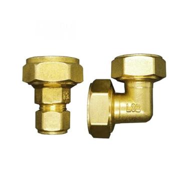 Imagem de 1 peça 1216 1418 1620 2025 2632 PEX-AL-PEX compressão reta cotovelo igual redcuer latão adaptador de encaixe de tubo para aquecimento solar de piso (cotovelo, 1620 igual)