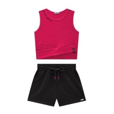 Imagem de Conjunto Blusa Cropped e Short Em Moletinho Nina Go-Feminino
