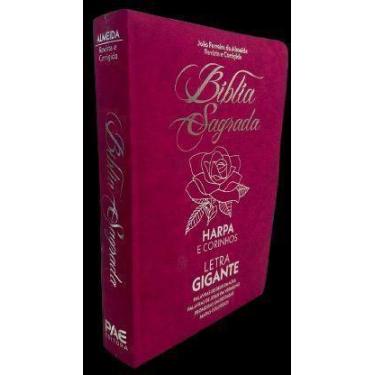 Imagem de Bíblia Sagrada Evangélica - Harpa e Corinhos - Rosa - PAE EDITORA E DI