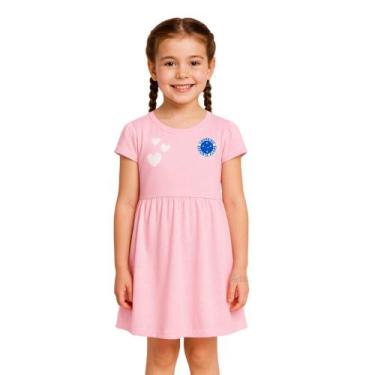 Imagem de Vestido Infantil Cruzeiro Canelado Rosa Torcida Baby, Tam 8