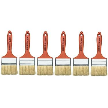 Imagem de Pincel Atlas, Trincha Média, Cerdas Brancas, 3" - 6 Unidades