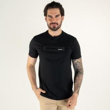 Imagem de Camiseta Calvin Klein Logo Stripe Preta-Masculino