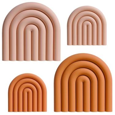 Imagem de Suporte de panela quente de silicone, tapetes reutilizáveis resistentes ao calor - almofada antiderrapante rosa e laranja para mesa de jantar, bancada, cozinha - lavável na lava-louças, flexível para