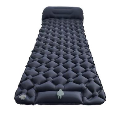 Imagem de Colchão Inflável Portátil para Camping com Travesseiro Integrado Leve Nylon TPU Suporta até 200kg para Trilhas Praia e Barraca(Azul)