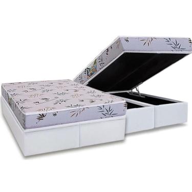 Imagem de Conjunto Box Baú Casal: Colchão Espuma Herval D28 St. Louis + Base CRC Linhão White (138x188)