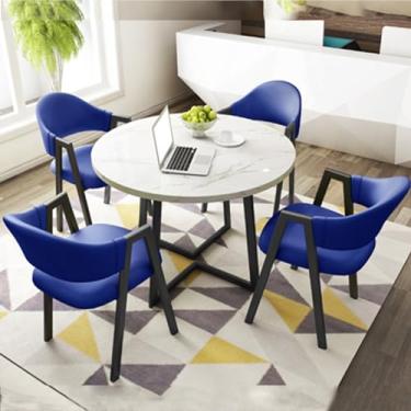 Imagem de Conjunto de mesa e cadeira de clube de recepção de escritório, mesa de negociação, mesa de centro com cadeira, pequenas mesas de conferência, conjunto de mesa de jantar para 4 (cor: 22, tamanho: 31,4