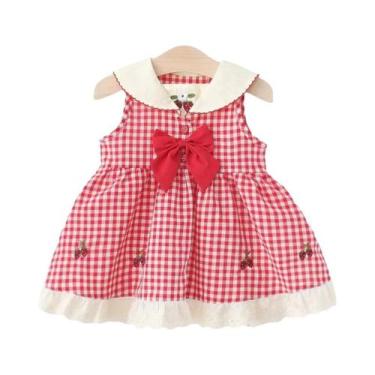 Imagem de Vestido De Princesa Vermelho Sem Mangas Em Algodão Para Meninas, Festa