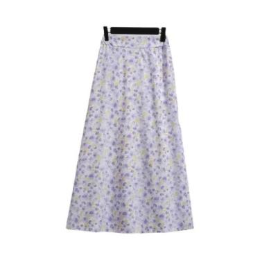 Imagem de Saia Longa De Chiffon Com Estampa Floral Para Mulheres, Casual, Cintur