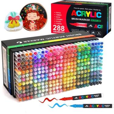 Imagem de Marcadores de Tinta Acrílica Amamao 288 Cores com Ponta Macia de Pince