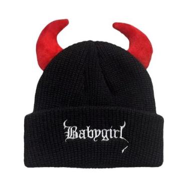 Imagem de Gorro De Inverno Unissex Com Chifres De Diabo Em Tricô, Touca Quente D