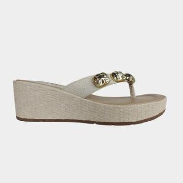 Imagem de Tamanco Feminino Arenys Chinelo Anabela Detalhes Metalizados-Feminino