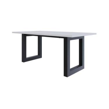 Imagem de Mesa de Jantar Bronx R 180x90x77cm - Compace, Branco TX/Est.Preta
