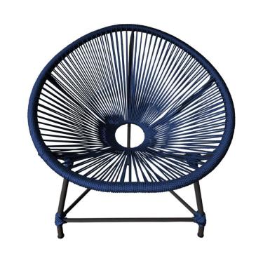Imagem de Cadeira Acapulco Corda Náutica Base Em Alumínio Preto-azul Marinho - Cor: Azul
