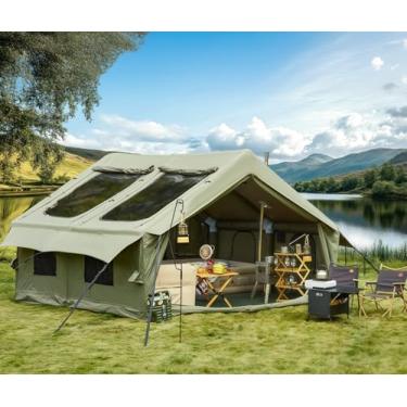 Imagem de YOLENY Barraca inflável de acampamento para 6 a 10 pessoas, barraca inflável Oxford com claraboias de TPU, macaco de fogão e janelas de malha para acampamento e caminhadas, fácil de construir teto