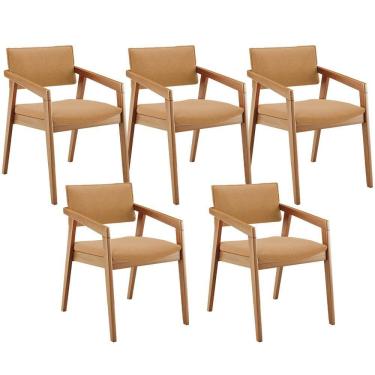 Imagem de Kit 05 Cadeiras Para Sala De Jantar Estar Living Giorgia B04 Bouclê Mostarda