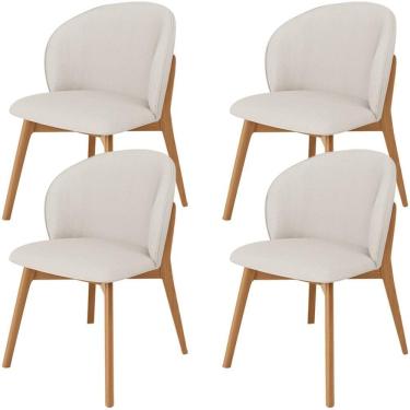 Imagem de Kit 04 Cadeiras De Jantar E Estar Living Estofada Mia L02 Linho Cru