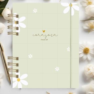 Imagem de Caderno A5 feminino capa dura pautado 15x21cm, caderneta para anotações, caderno de anotações brochura para estudo e organização, caderno capa dura para uso diário (Corajosa,Sem cartela de adesivos)