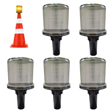 Imagem de Sinalizador Viario Solar Kit 5 Uni Rodovia Aviso Rua Cone Atencao Emergencia Obra Acidente