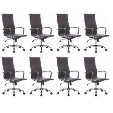 Imagem de Kit 8 Cadeiras para Escritório Presidente Esteirinha material sintétic