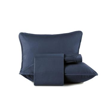 Imagem de Jogo Cama Casal 4 Pcs Malha Fio Penteado Azul Altenburg