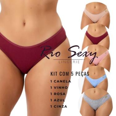 Imagem de kit 5 calcinha algodão conforto básica, uso ou revenda, roupa feminina
